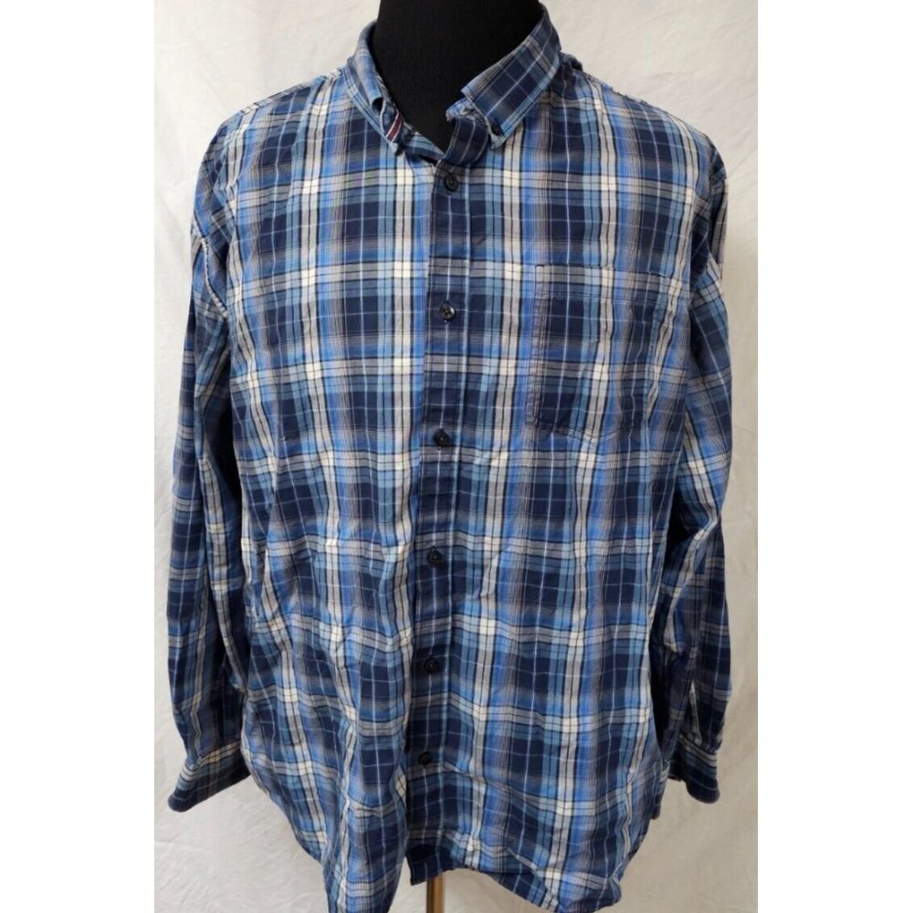 Cody James Core Mens XXL Blue Plaid Long Sleeve Button Down Western Shirt Cowboy